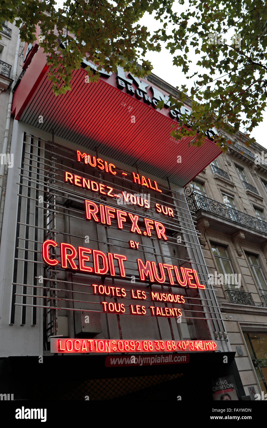 L'Olympia (également appelé l'Olympia, Olympia hall ou Olympia de Paris) à Paris, France. Banque D'Images