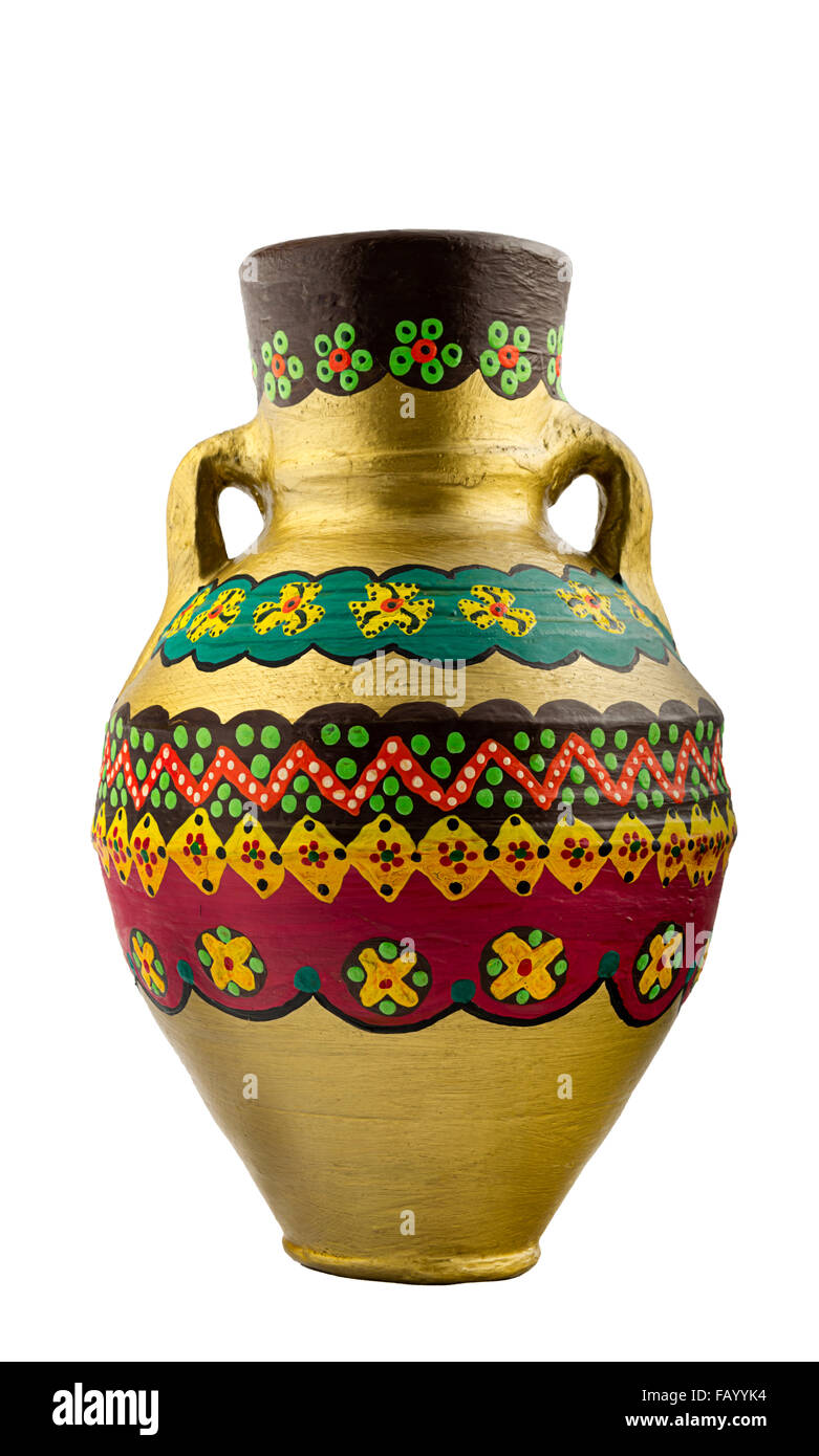 La poterie peinte d'or potable égyptien navire (arabe : Kolla) Banque D'Images