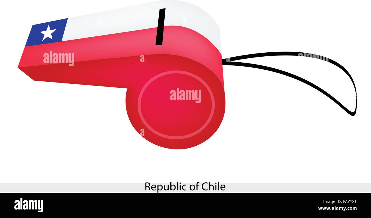 Une illustration de rouge, blanc et bleu avec bandes blanches UN Five-Pointed Star de la République du Chili drapeau sur un sifflet, le spor Illustration de Vecteur