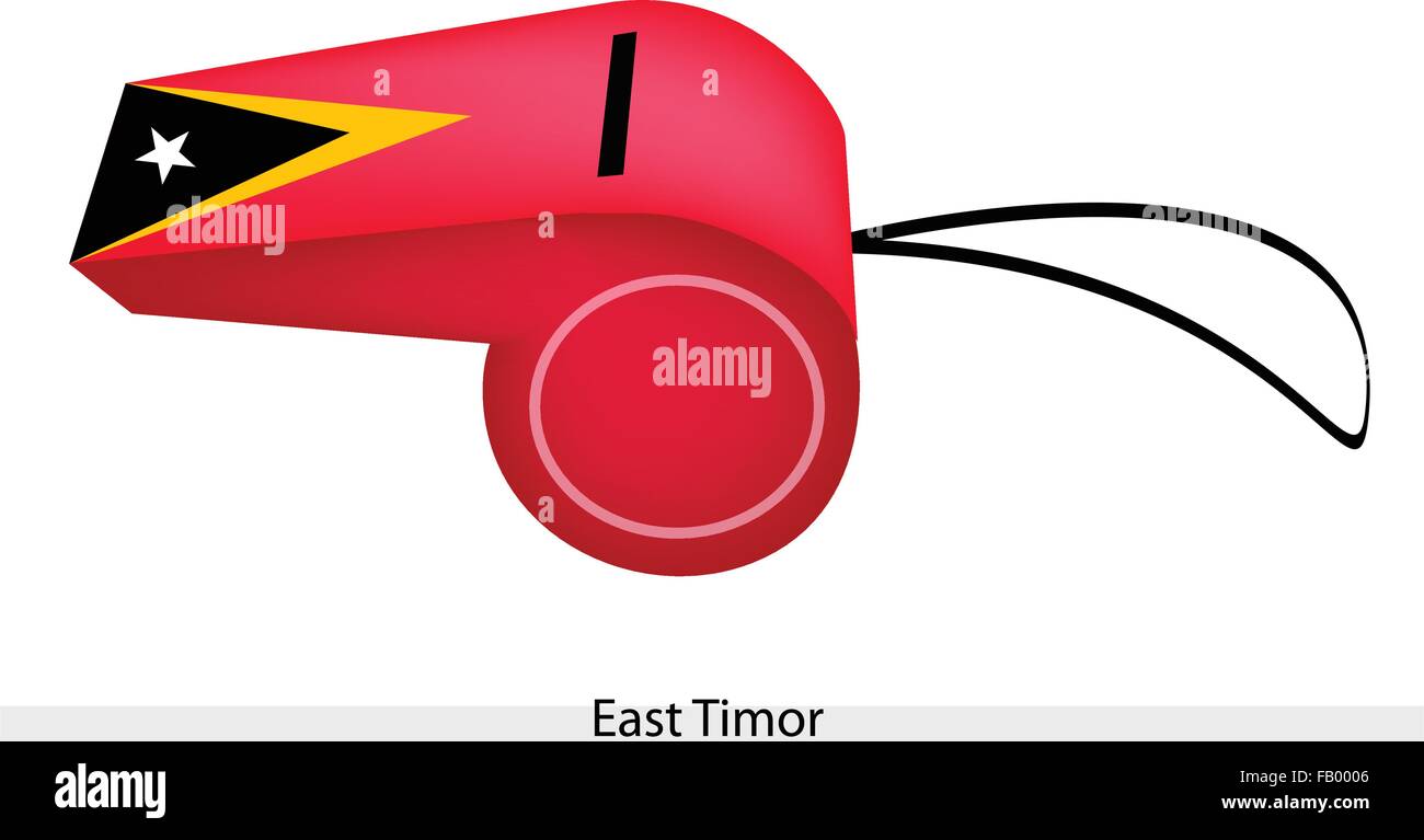 Un livre blanc de cinq étoiles noir et jaune avec triangle isocèle bandes sur un champ rouge de la République démocratique du Timor-Leste Flag o Illustration de Vecteur