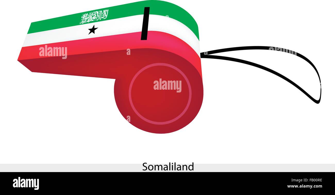 La Shahada inscrite et un noir Five-Pointed Star sur un plan horizontal vert, blanc et rouge du Somaliland drapeau sur un sifflet, Illustration de Vecteur