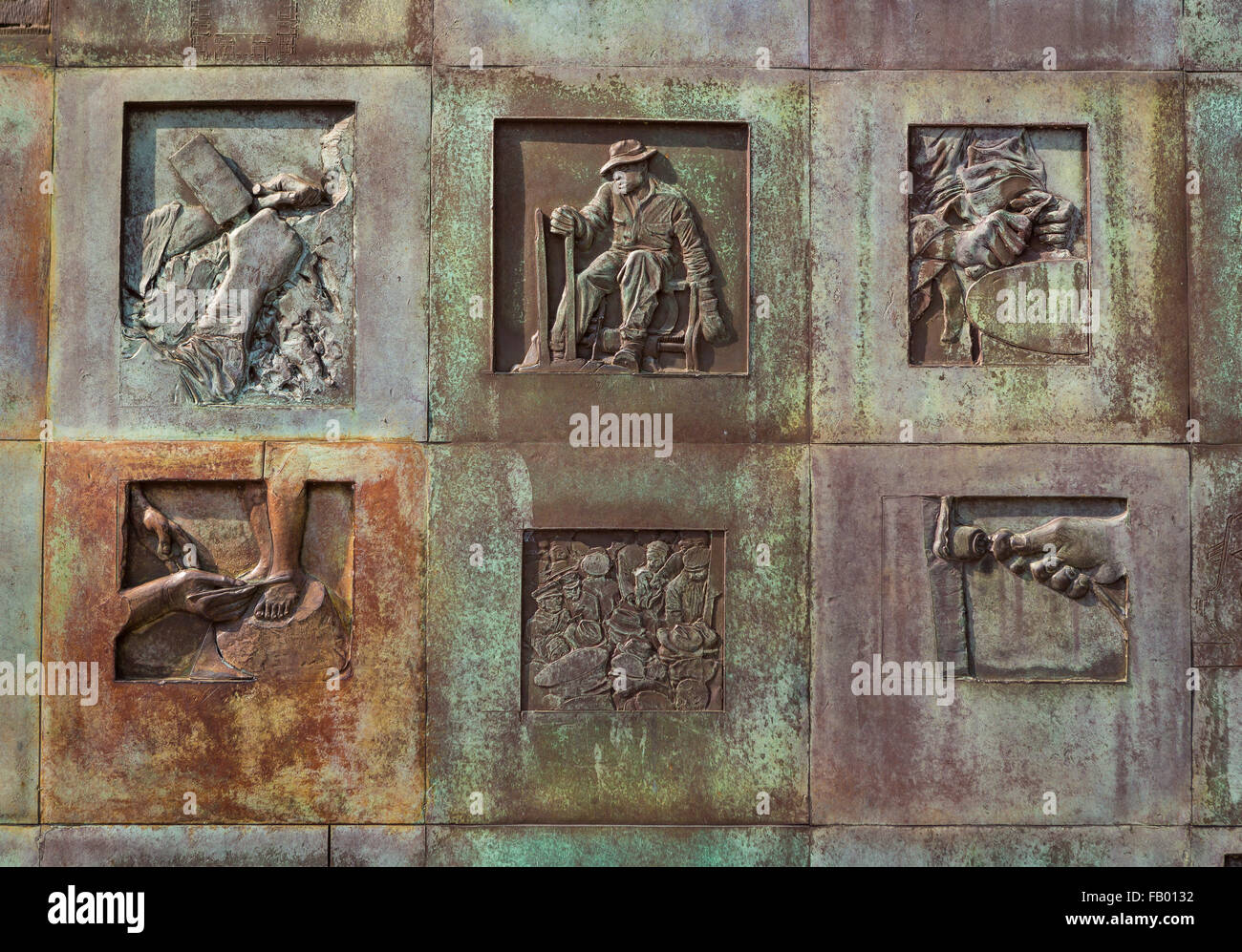 WASHINGTON, DC, USA - Détail de bas-relief, mur à Franklin Roosevelt Memorial Banque D'Images