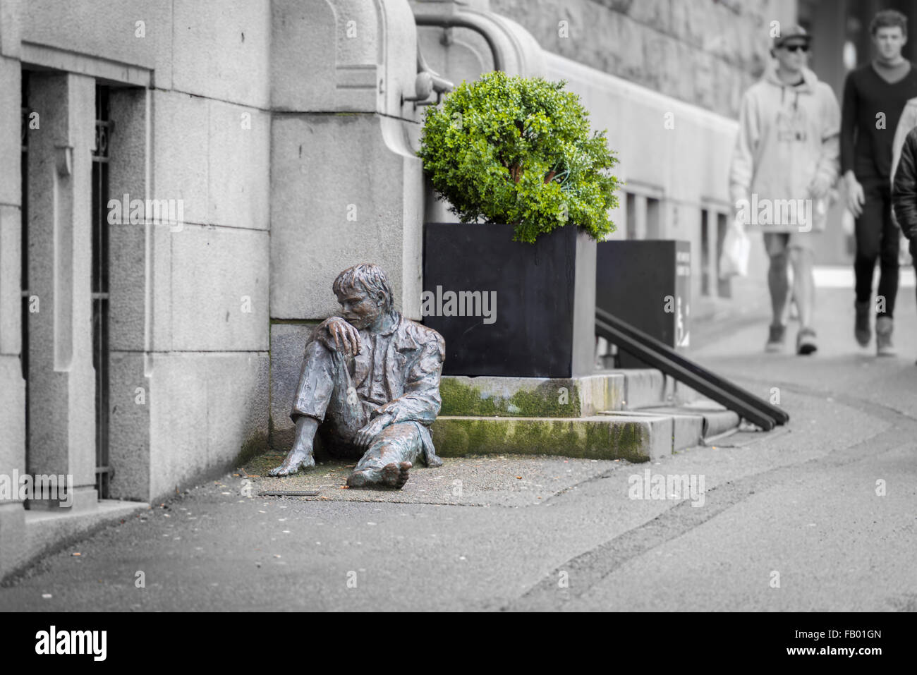 Statue en bronze d'un homme en ville de Bergen, Norvège Banque D'Images