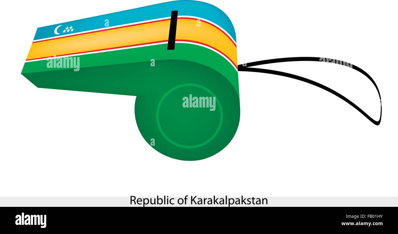 Un croissant et cinq étoiles sur l'horizontale bleu, orange et vert, séparées par des bandes de rayures rouges et blanches de la République de Kara Illustration de Vecteur
