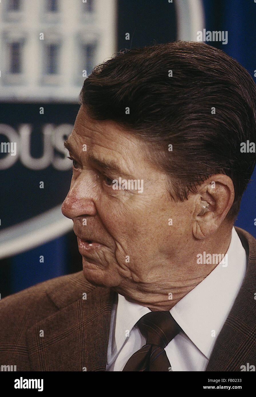 Washington, DC., USA, février 1987, le président Ronald Reagan portrait Crédit : Mark Reinstein Banque D'Images