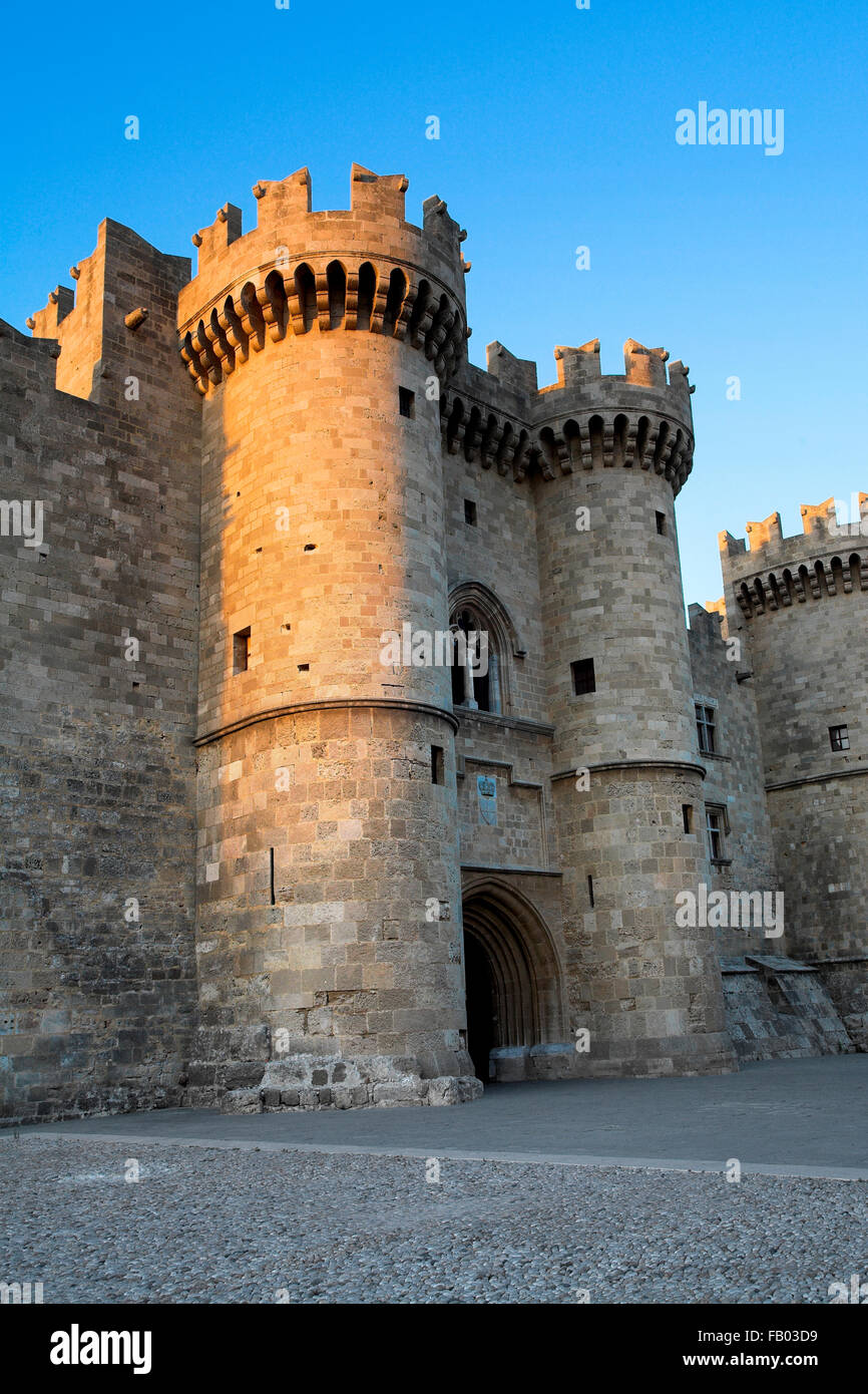 Le palais des Grands Maîtres, vieille ville de Rhodes, Dodécanèse, Grèce, l'UNESCO Banque D'Images