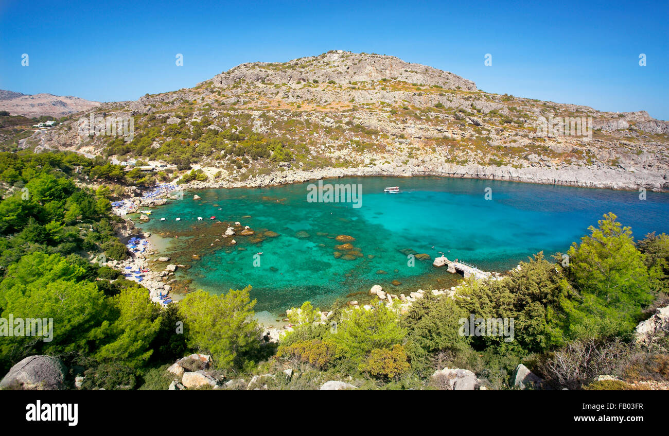Anthony Quinn Bay, l'île de Rhodes, Grèce Banque D'Images