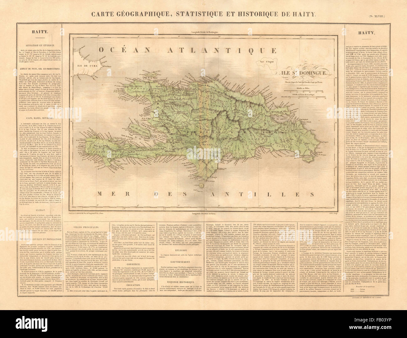 'Haity. Ile St-Domingue'. Hispaniola unifiée. Santo Domingo. BUCHON, 1825 map Banque D'Images