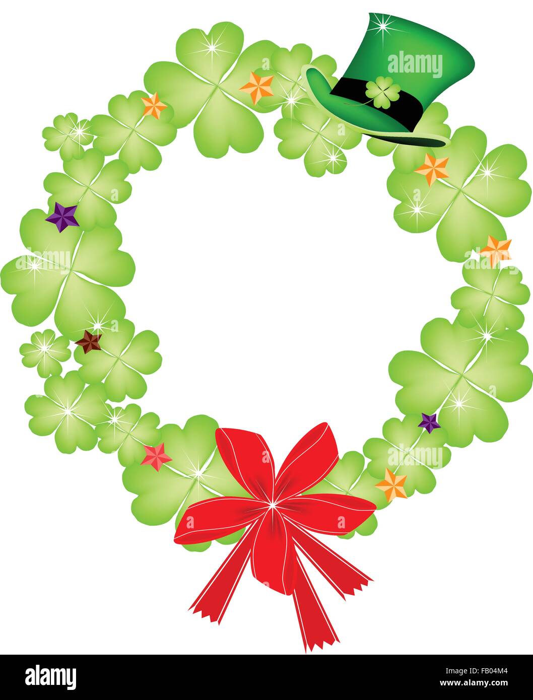 Symboles de Fortune et de chance, Vector Illustration de Saint Patrick Guirlande de trèfle à quatre feuilles de plantes ou décoré de Shamrock Illustration de Vecteur