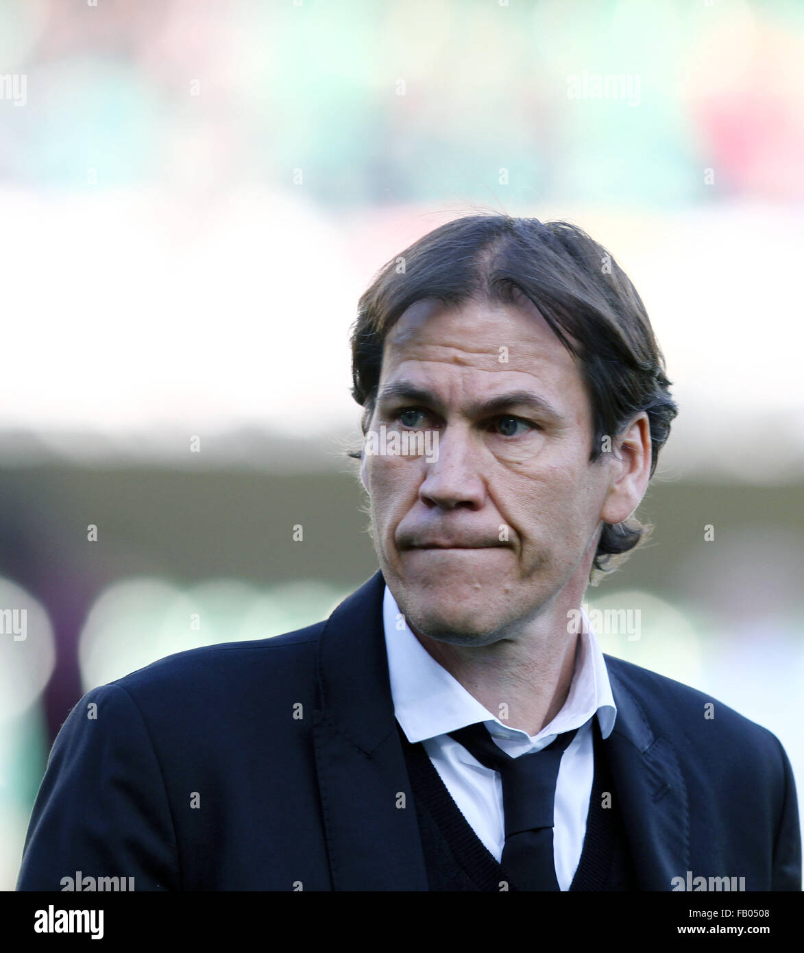 L'ITALIE, Vérone : Roma entraîneur en chef Rudi Garcia ressemble au cours de la Serie A italienne match de foot entre AC Chievo Verona v AS Roma le 6 janvier, 2016 au Stade Bentegodi de Vérone. Banque D'Images