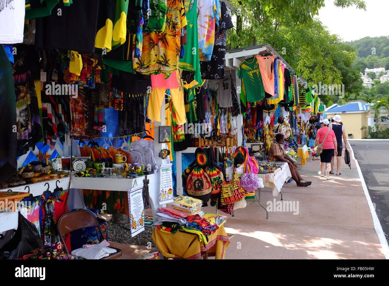 Les étals de marché à Ocho Rios en Jamaïque Banque D'Images