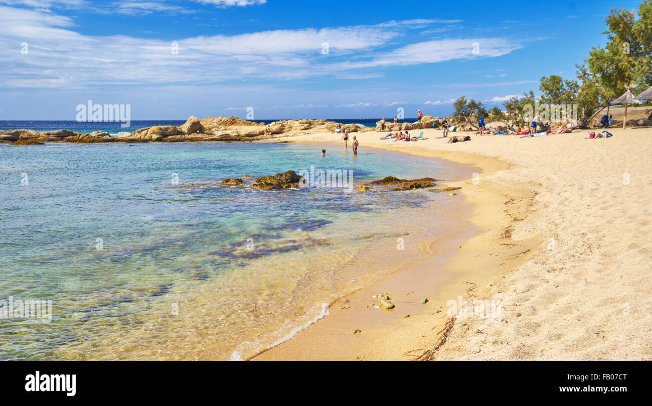 La plage près de Lumio, en Balagne, Corse, France Banque D'Images