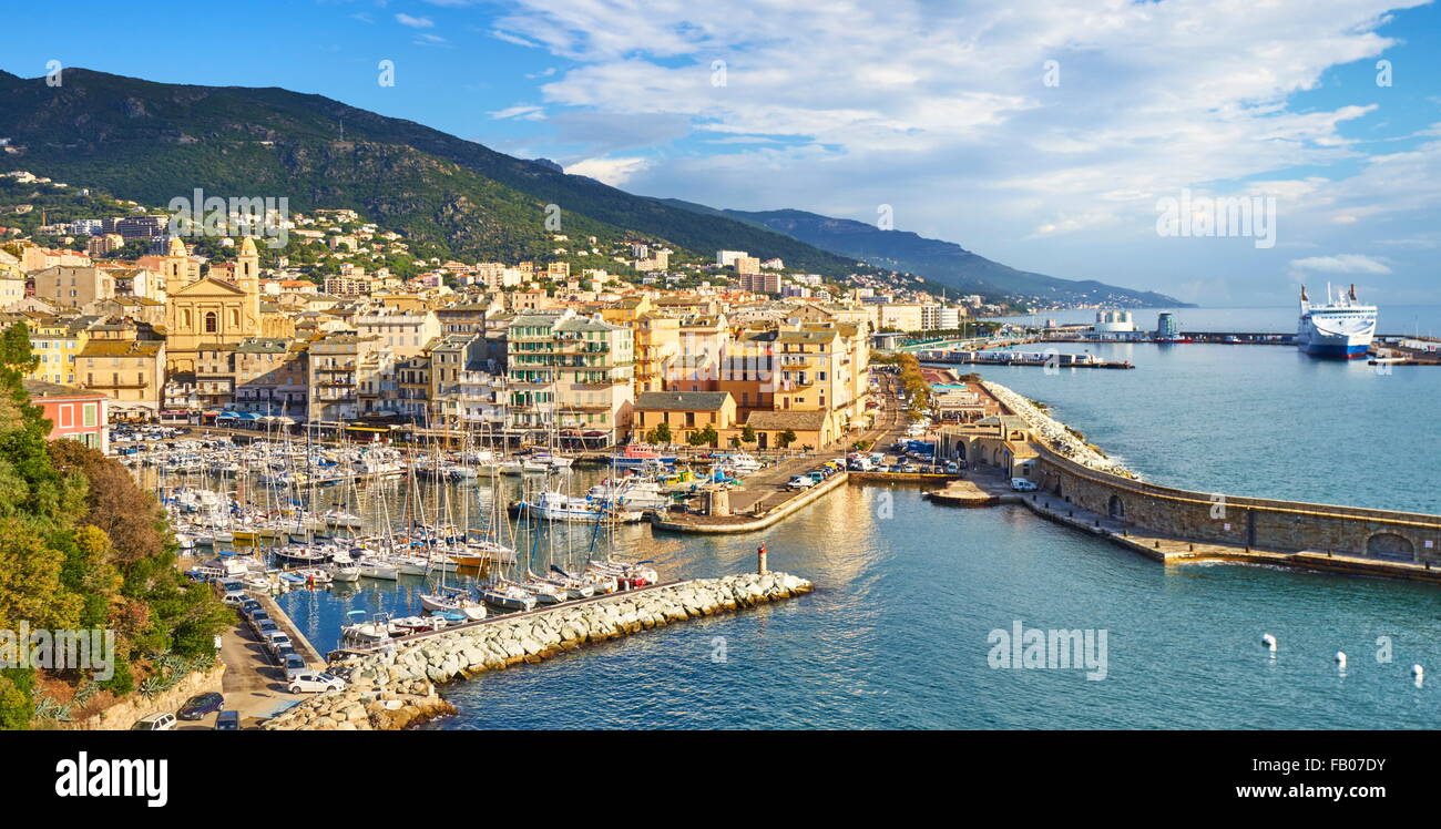 Vue aérienne du Port à Bastia, Corse, France Banque D'Images