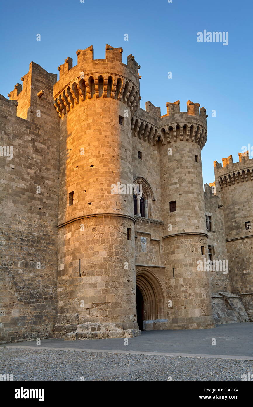 Le palais des Grands Maîtres, vieille ville de Rhodes, Dodécanèse, Grèce, l'UNESCO Banque D'Images