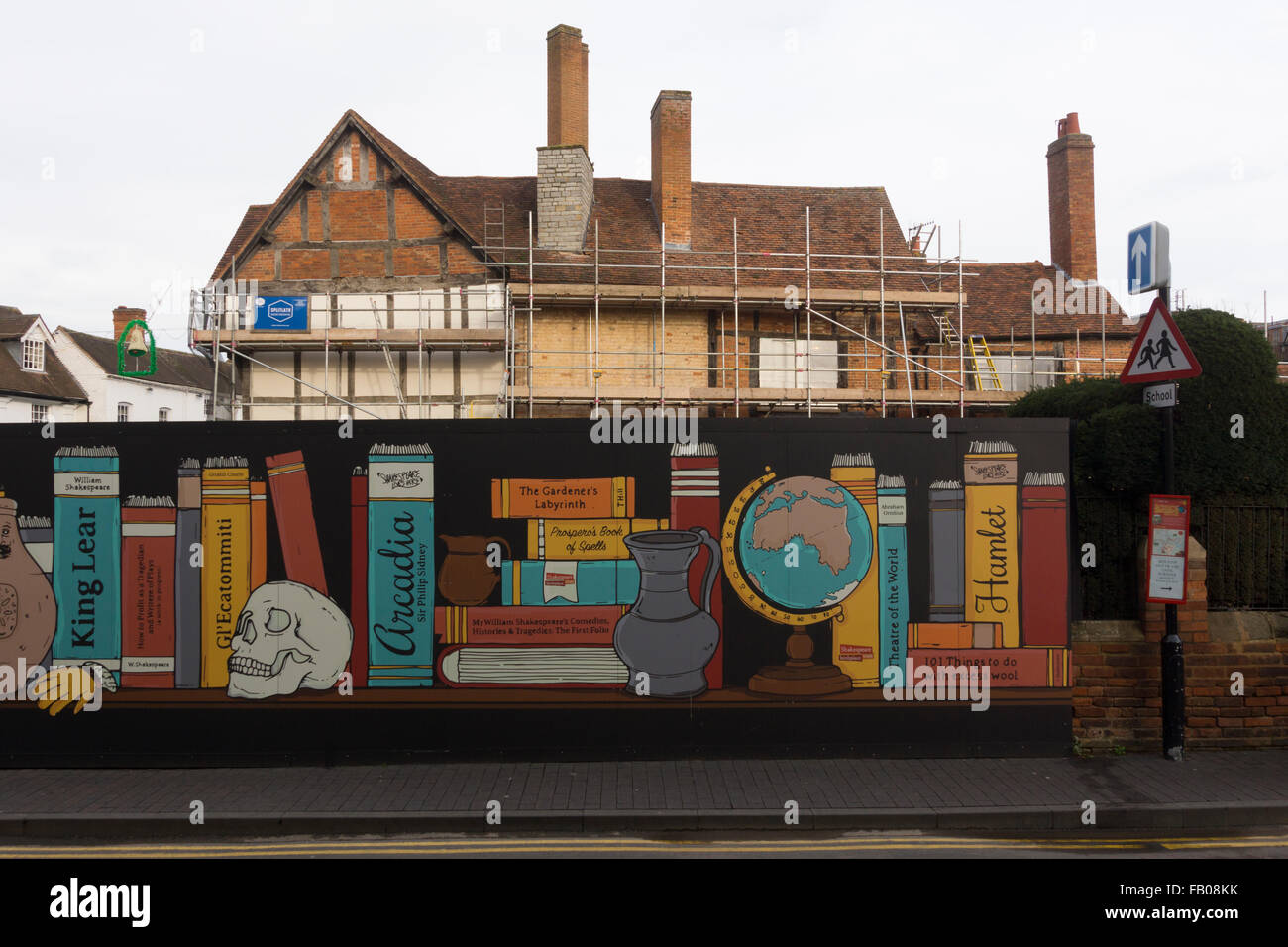 Travaux de rénovation entrepris sur la nouvelle place de Shakespeare à Stratford upon Avon Banque D'Images