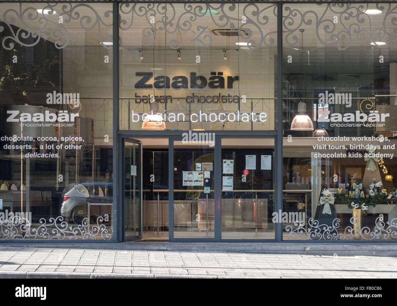 Bruxelles Zaabär Chocolatier, chocolaterie, Chocolate Academy et usine de chocolat. Organise également un tour au chocolat populaires. Banque D'Images