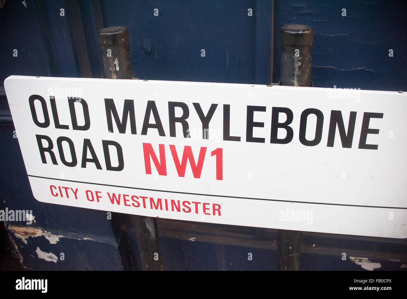 Old Marylebone Road NW1 Plaque de rue dans la ville de Westminster, Londres. Banque D'Images