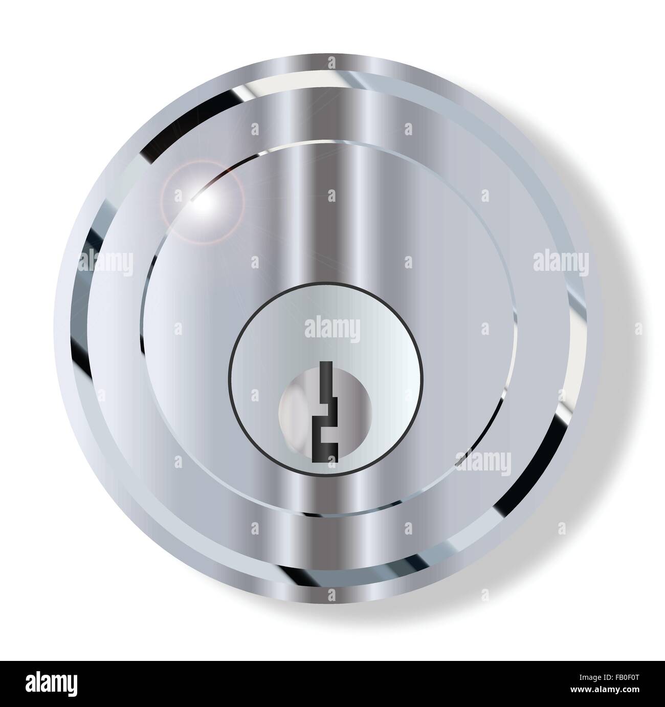 Une ronde bouton de porte avant avec serrure intégrée sur un fond blanc Illustration de Vecteur