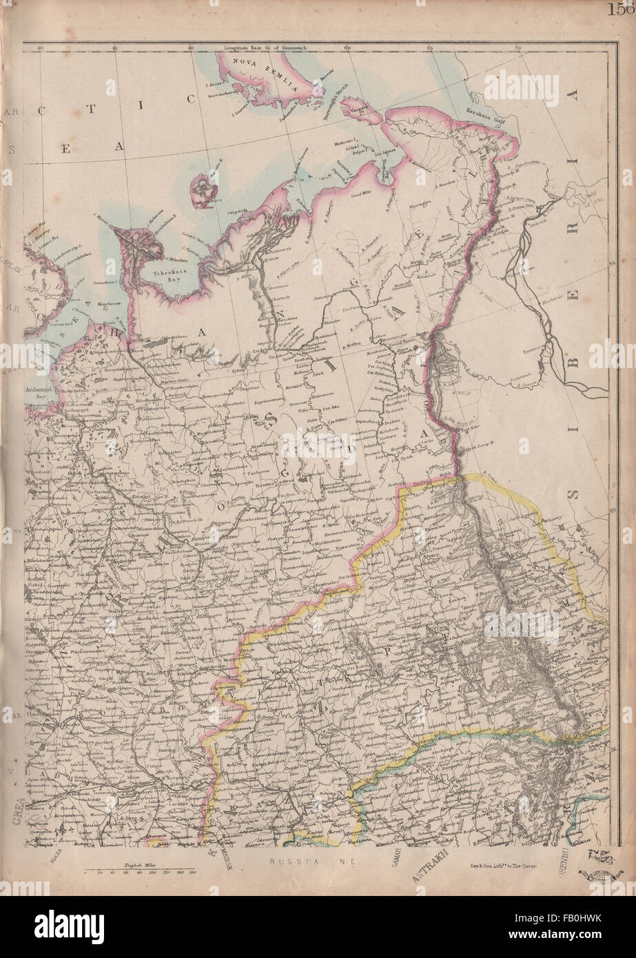 La RUSSIE EN EUROPE NE. Perm. La grande Russie. JW LOWRY. Atlas de répartition, la carte 1862 Banque D'Images