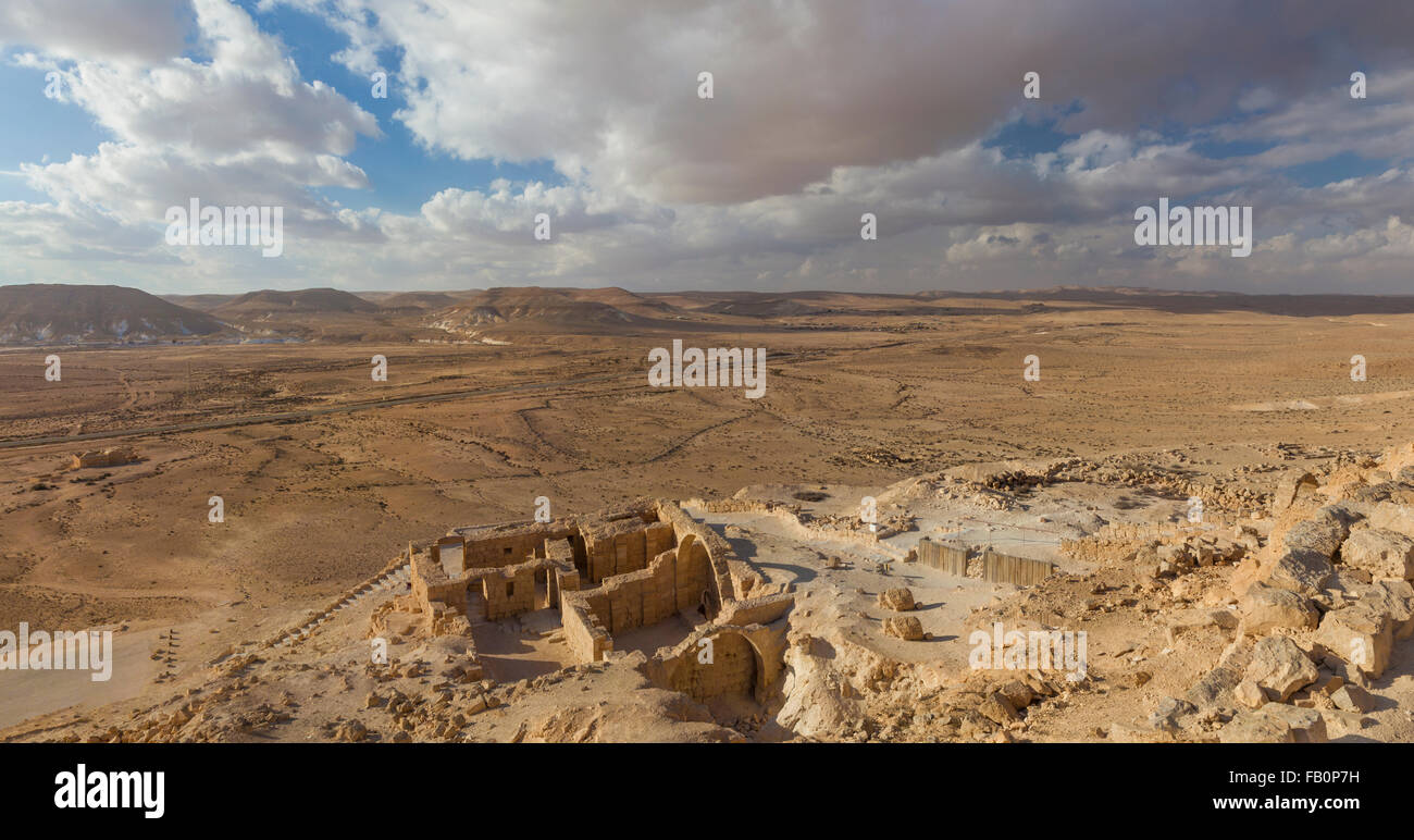 Vestiges romains le long de l'ancienne route de l'encens dans le désert du Néguev Advat, Israël Banque D'Images