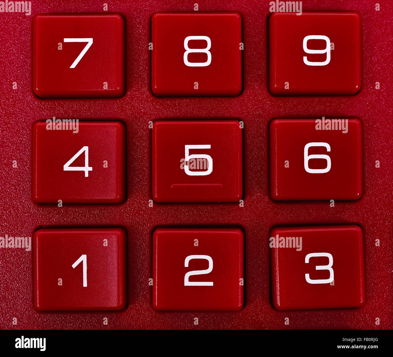 Numéro sur calculatrice rouge, très close up Banque D'Images