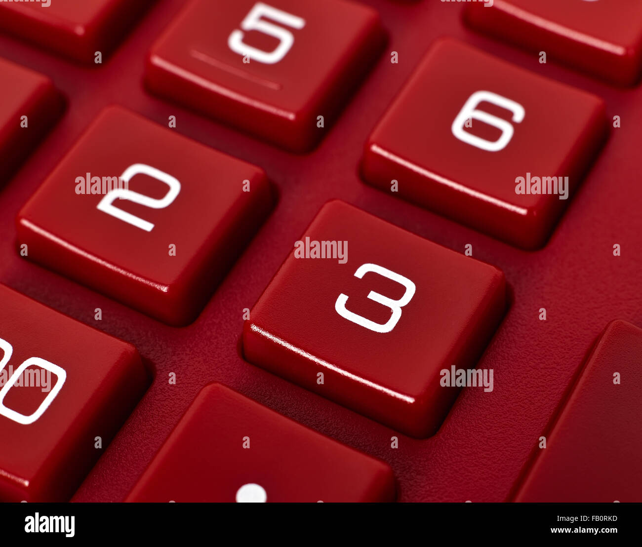 Très près, numéro sur calculatrice rouge Banque D'Images