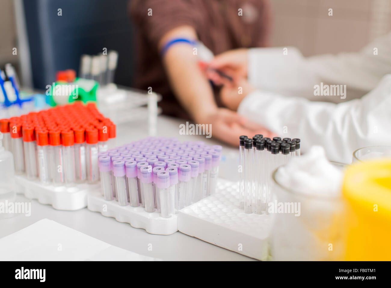 La prise de sang au laboratoire Banque D'Images