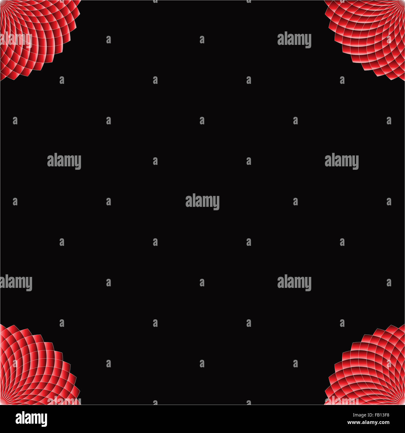 Mosaïque résumé cadre rouge sur fond noir Banque D'Images