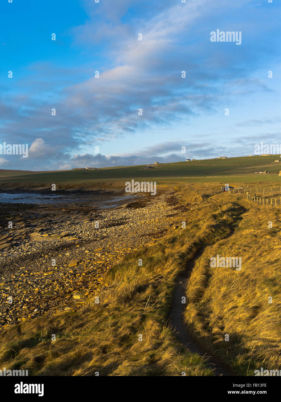 Dh Warbeth Beach OUTERTOWN Orkney ORKNEY chemin côtier plage côte rocheuse uk ecosse paysage à pied Banque D'Images