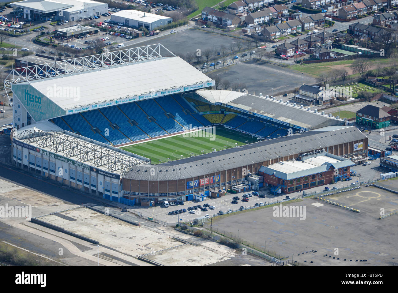 Une vue aérienne d'Elland Road, accueil de Leeds United FC Photo Stock