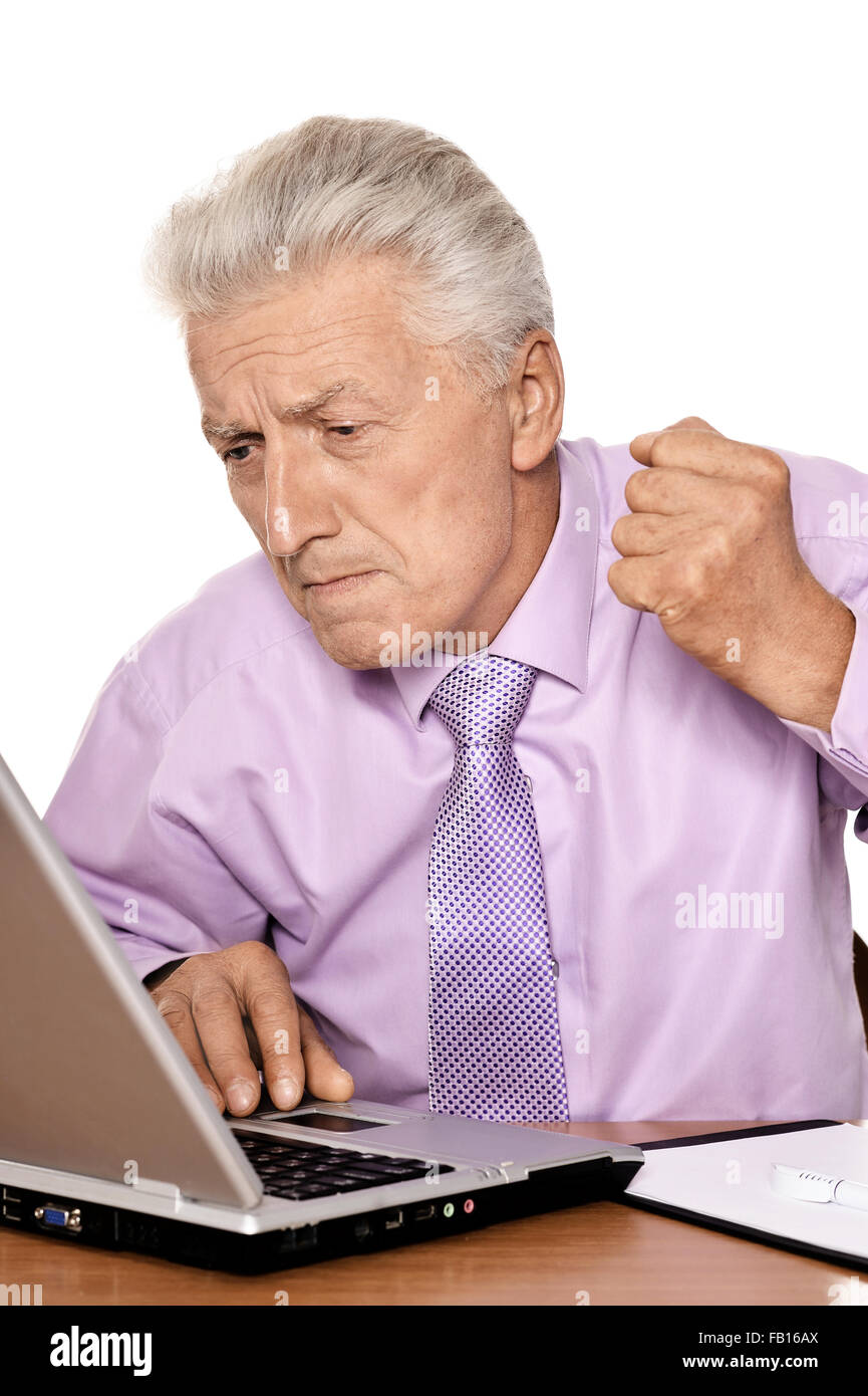 Old man with notebook Banque D'Images