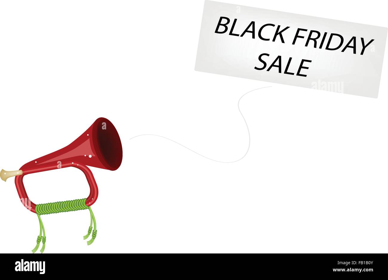 Le Black Friday, une illustration couleur brun Antique Vintage de Bugle à souffler un Vendredi noir Vente drapeau, signe pour commencer le Christ Illustration de Vecteur