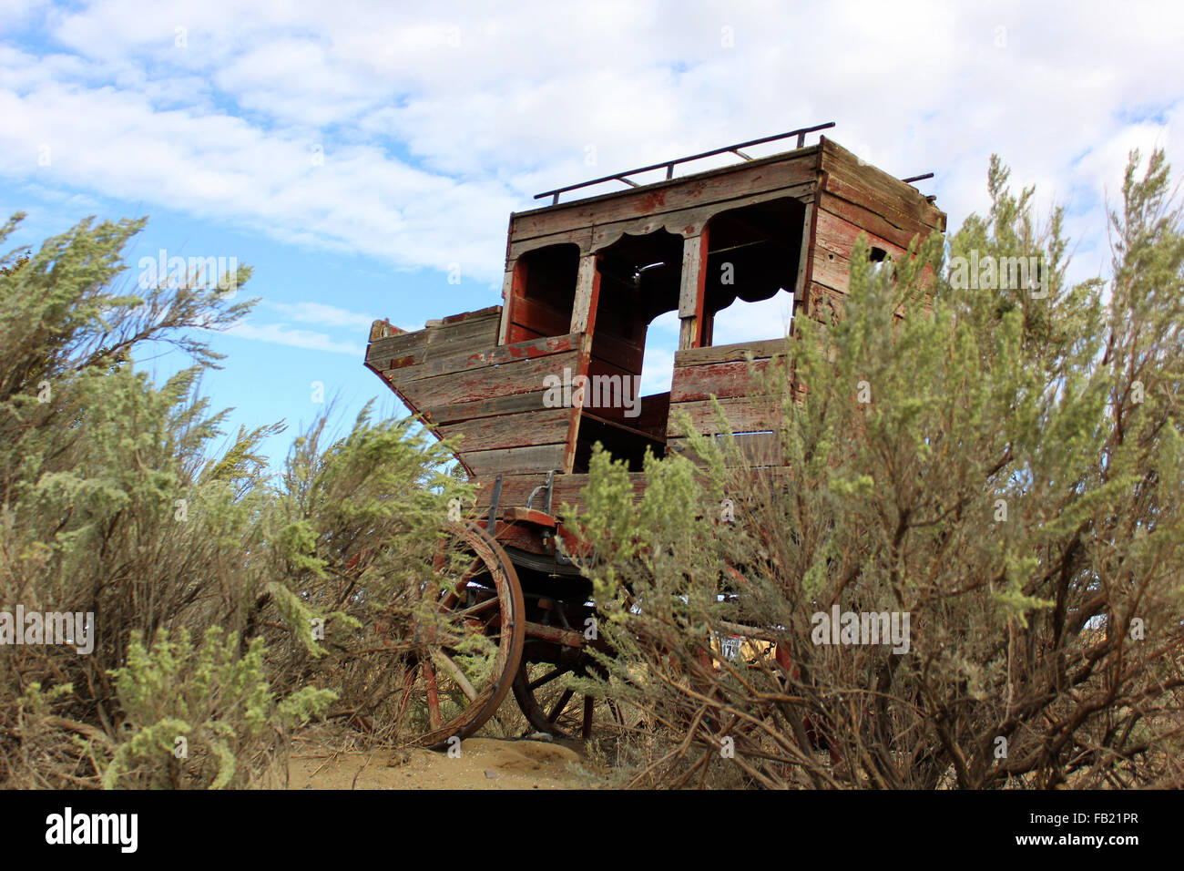 Vieux chariot rustique de stagecoach ouest Banque D'Images