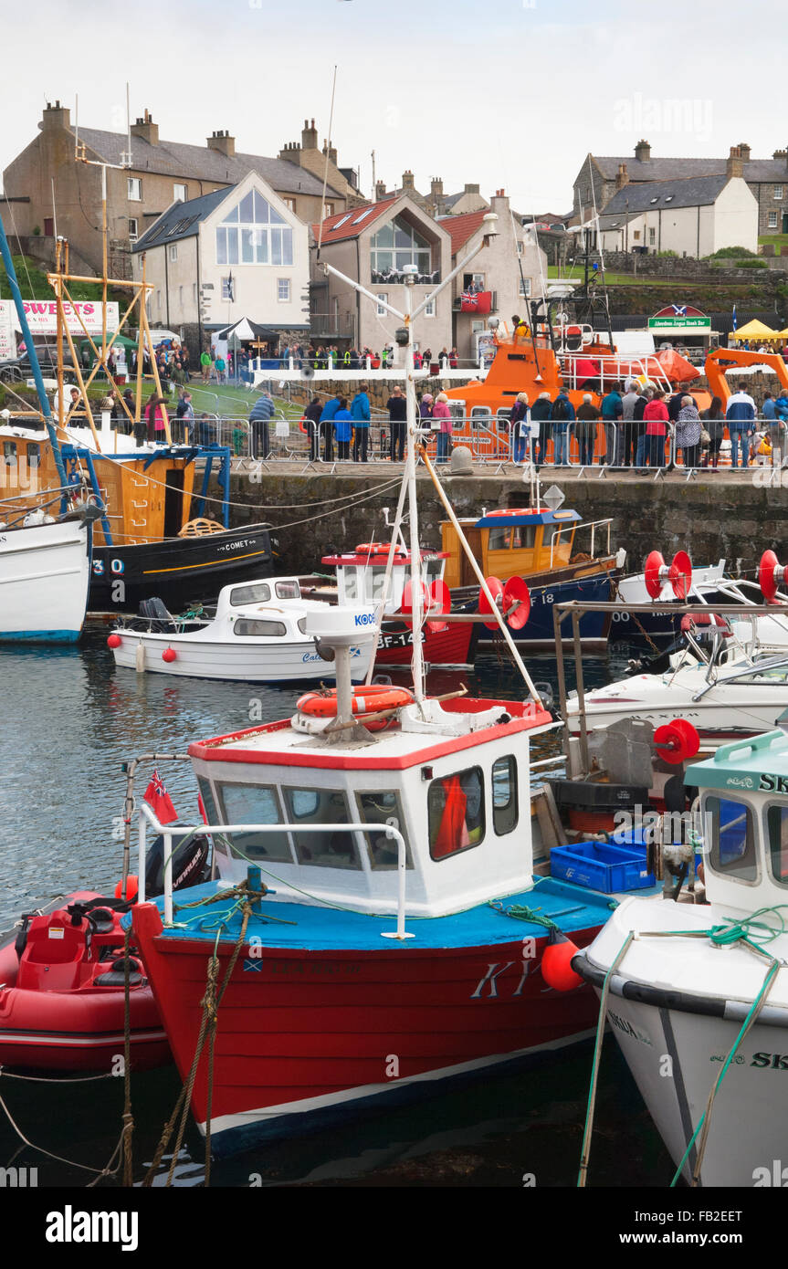 Le Festival du bateau traditionnel écossais à Portsoy - Aberdeenshire, en Écosse. Banque D'Images