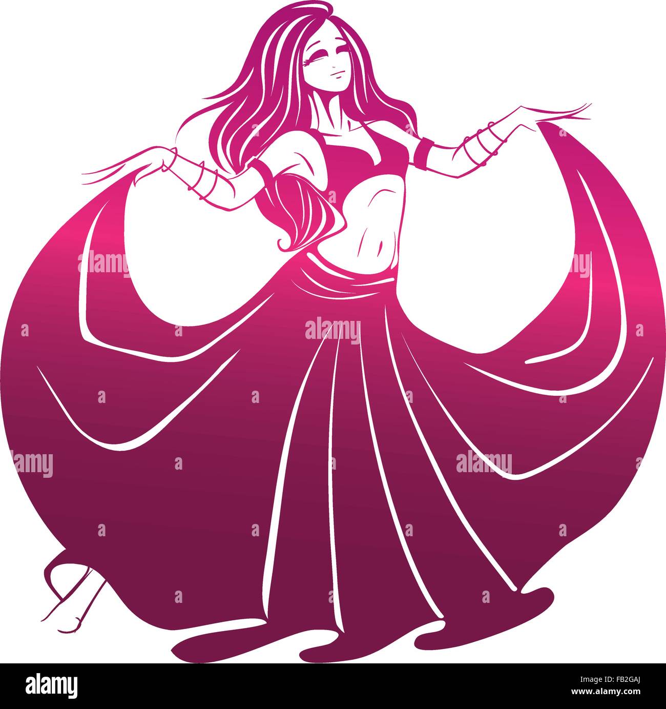 Femme dansant en pose expressive silhouette. Illustration de Vecteur