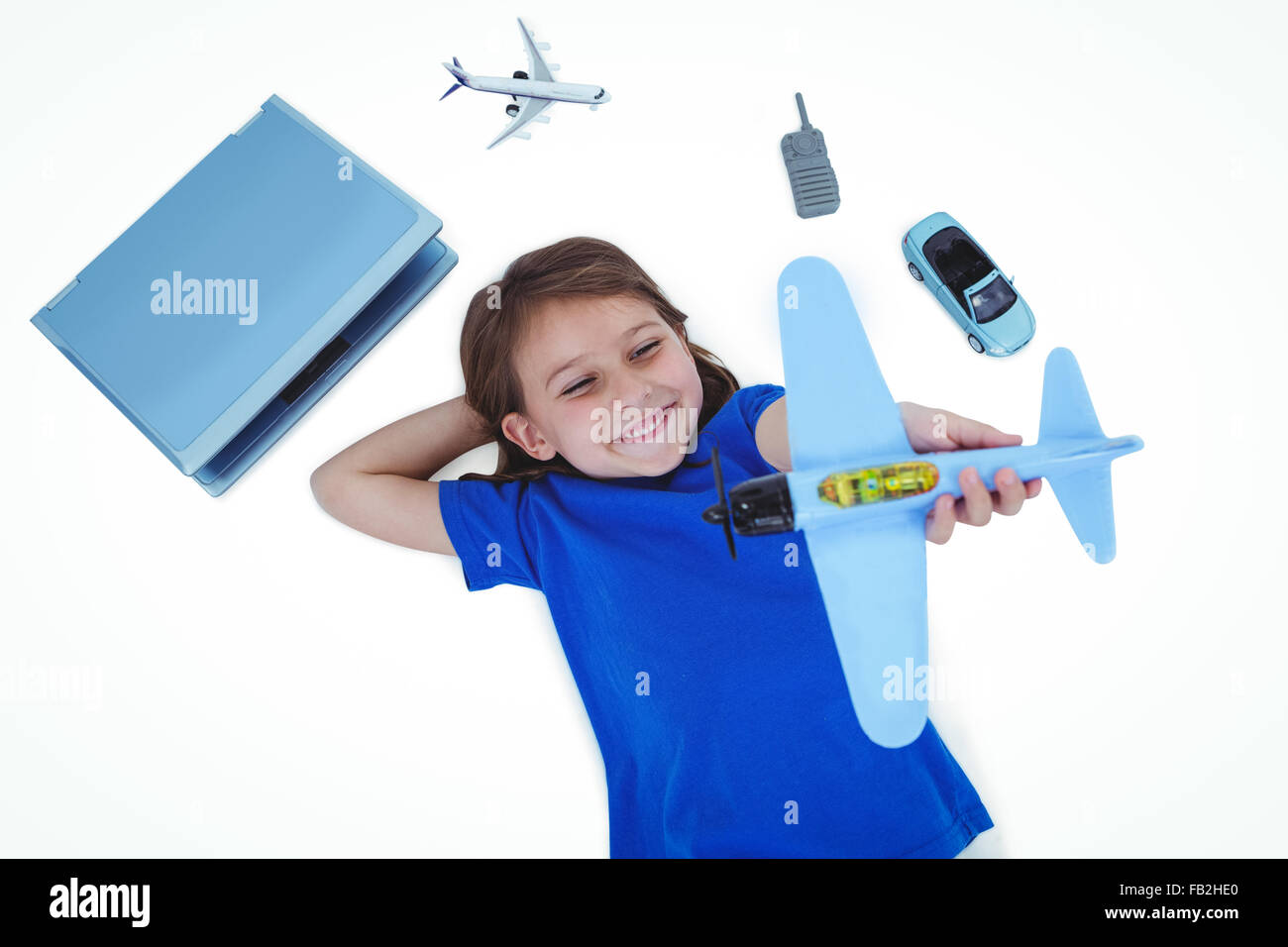 Cute girl Playing with airplane Banque D'Images