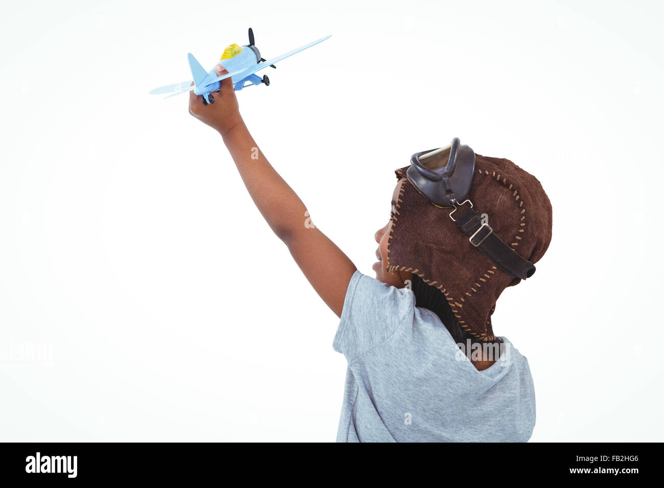 Article girl Playing with toy airplane Banque D'Images