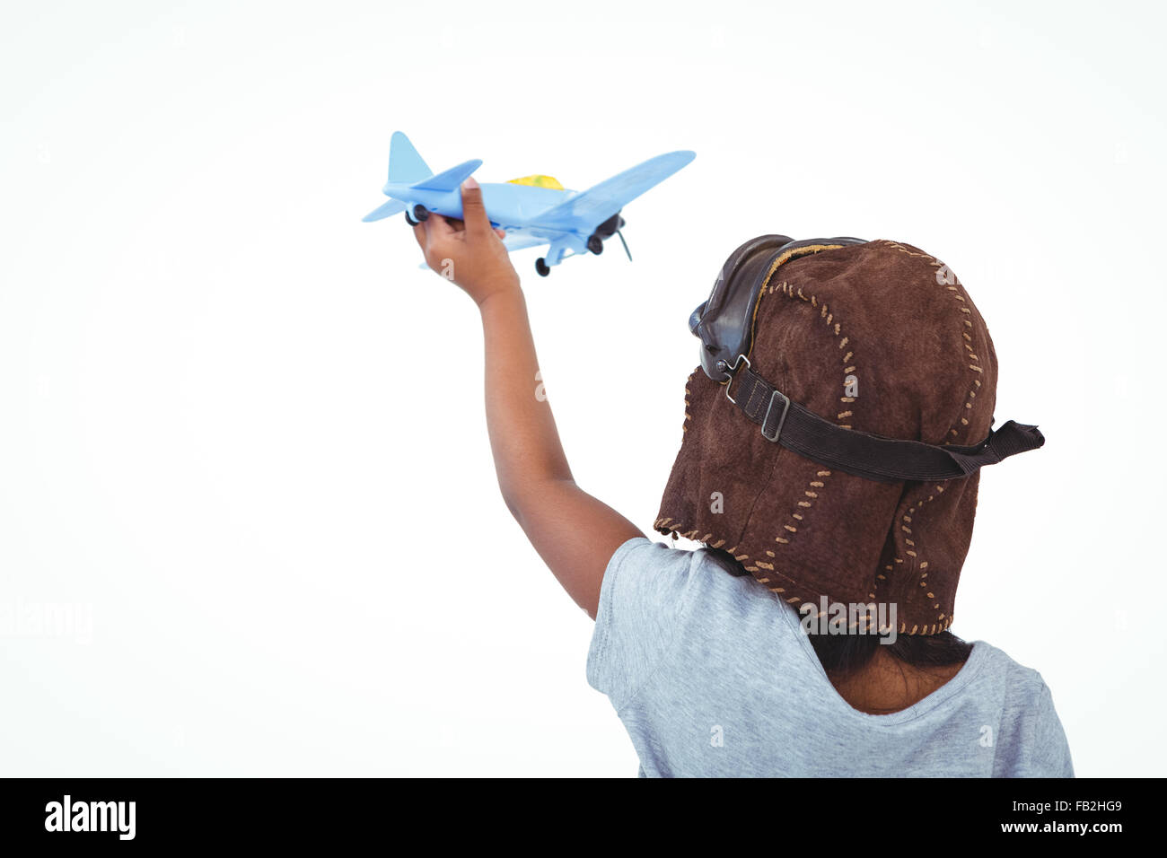 Article girl Playing with toy airplane Banque D'Images