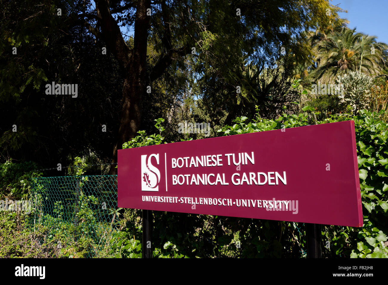 Entrée du Jardin botanique de l'Université de Stellenbosch. Banque D'Images