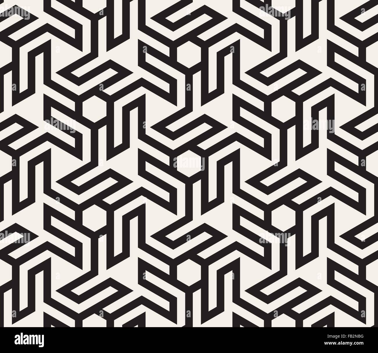 Seamless Vector géométrique noir et blanc motif de lignes hexagonale Illustration de Vecteur