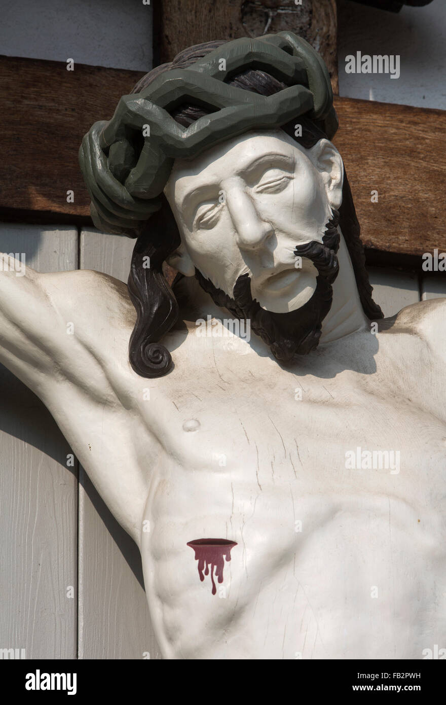 Erftstadt-Bliesheim Fachwerkhaus mit Bildstock, Banque D'Images