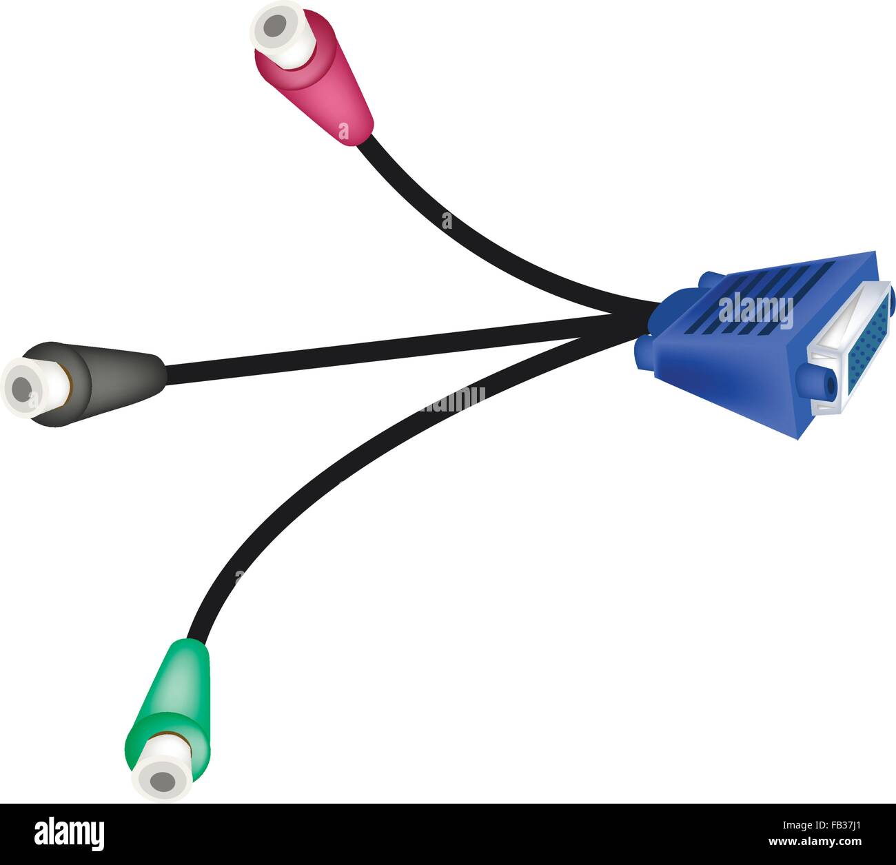 Informatique et technologie, Illustration de câbles de moniteur VGA ou DVI Interface vidéo numérique pour câbles RCA pour connexio ordinateur Illustration de Vecteur