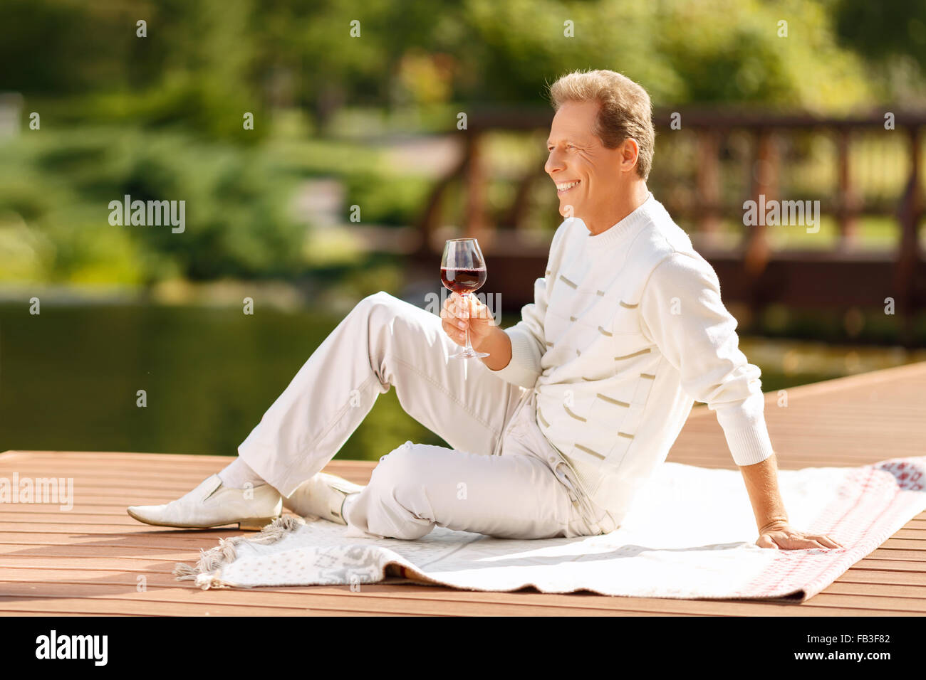Homme agréable de boire du vin Banque D'Images