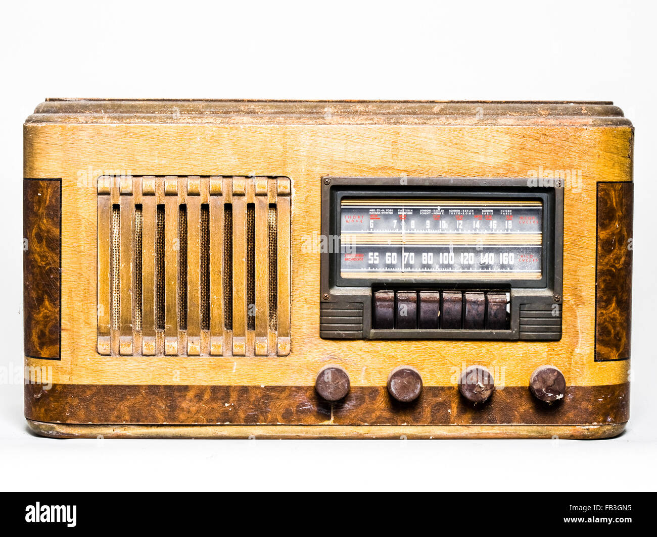 Radio Vintage compose et contrôles de fonctionnement interne Banque D'Images