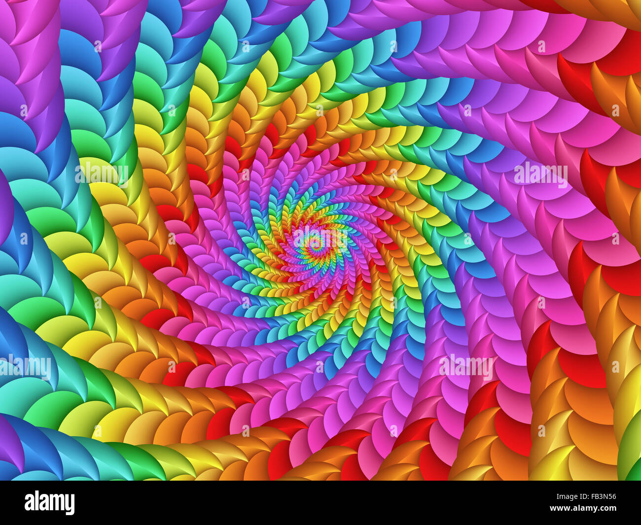 Arc-en-ciel psychédélique Texture spirale fractale Banque D'Images