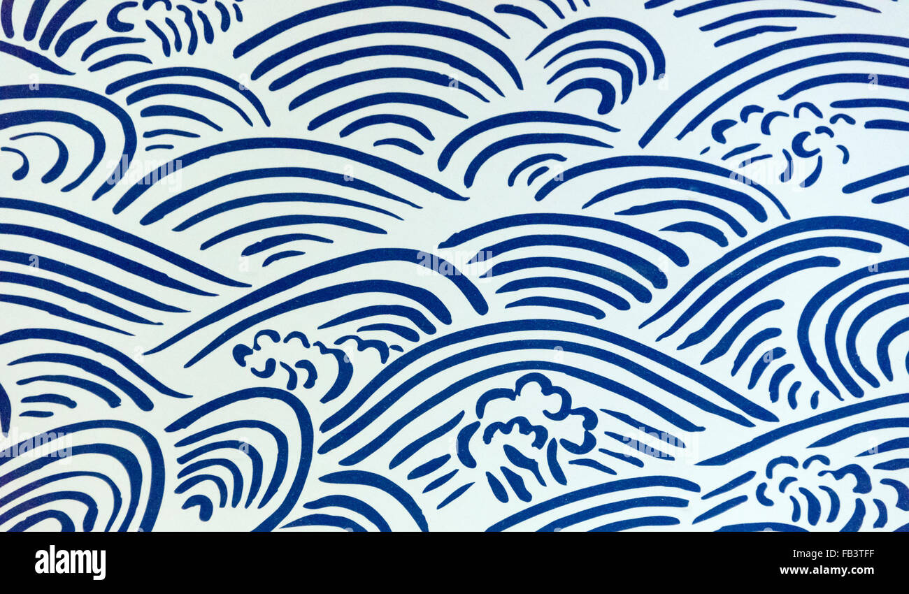 Modèle d'onde dans la peinture japonaise traditionnelle, Nagoya, Aichi Prefecture, Japan Banque D'Images