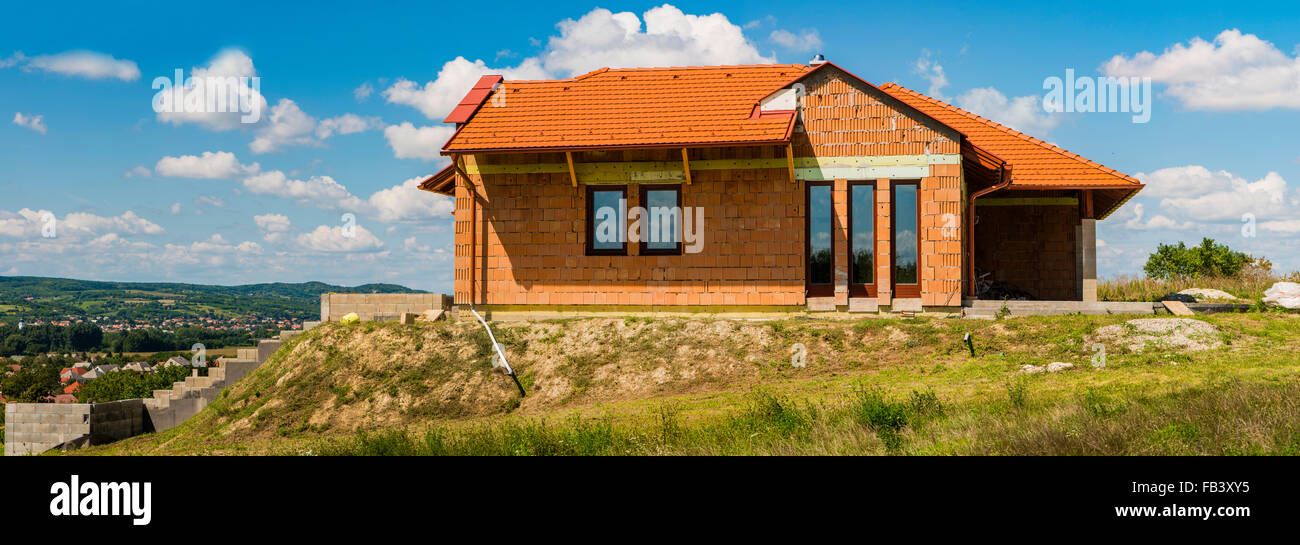 Construction de la maison de famille, Hausbau auf Grüner Wiese, Pannonhalma, la Hongrie, l'ouest de la Hongrie Banque D'Images