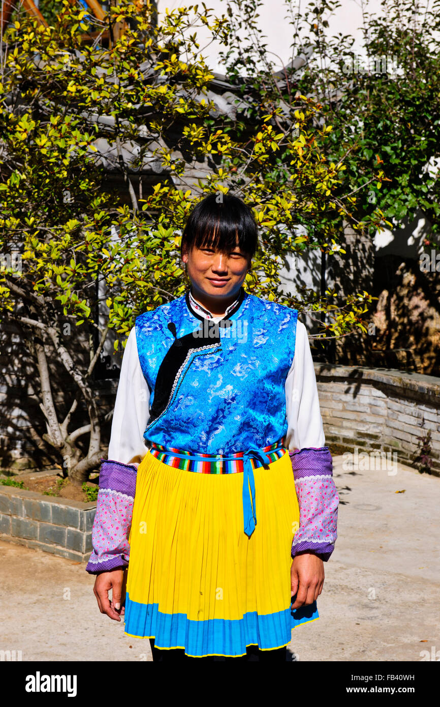 La tapisserie en soie,broderie,Naxi Baisha Institut,Broderie tapisserie murale, Thangkas bouddhistes,Lijiang, Yunnan Province,China,PRC Banque D'Images