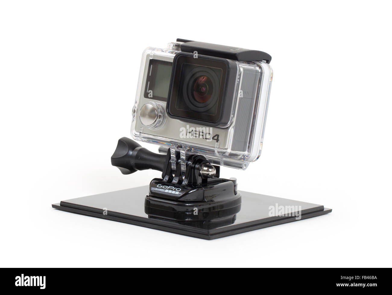 Amsterdam, Pays-Bas - 30 juin 2015 : Hero GoPro 4 Black Edition isolé sur fond blanc, GoPro est une marque de hauts-de Banque D'Images