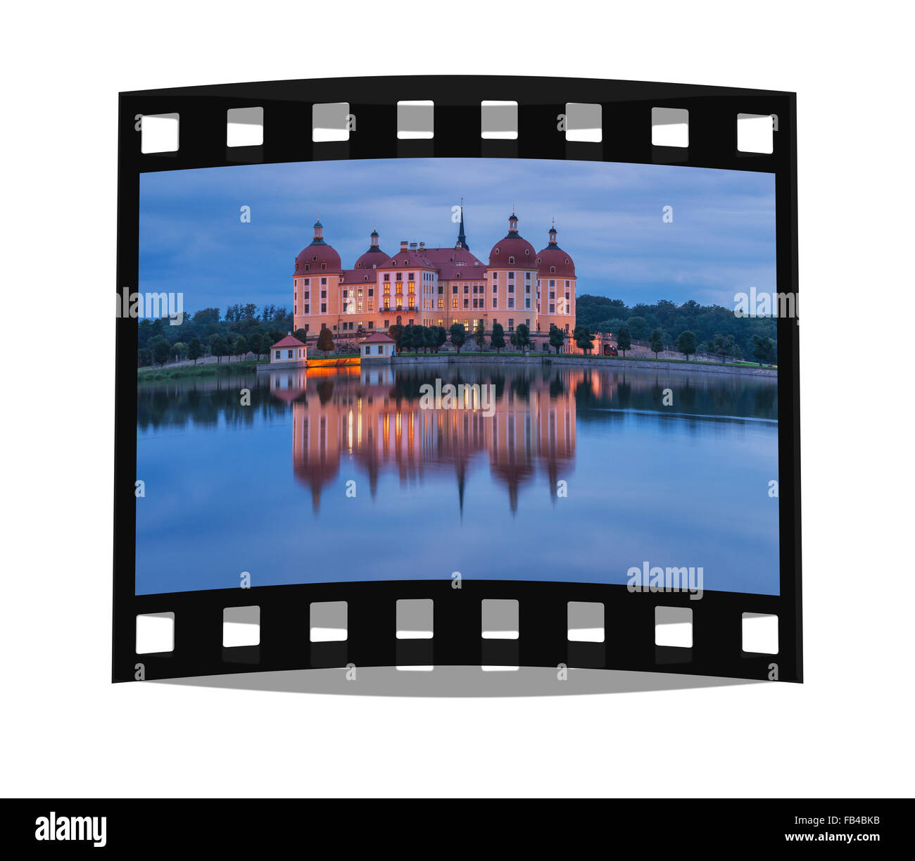 Château de Moritzburg de nuit, Moritzburg près de Dresde, ville Meissen, Saxe, Allemagne, Europe Banque D'Images